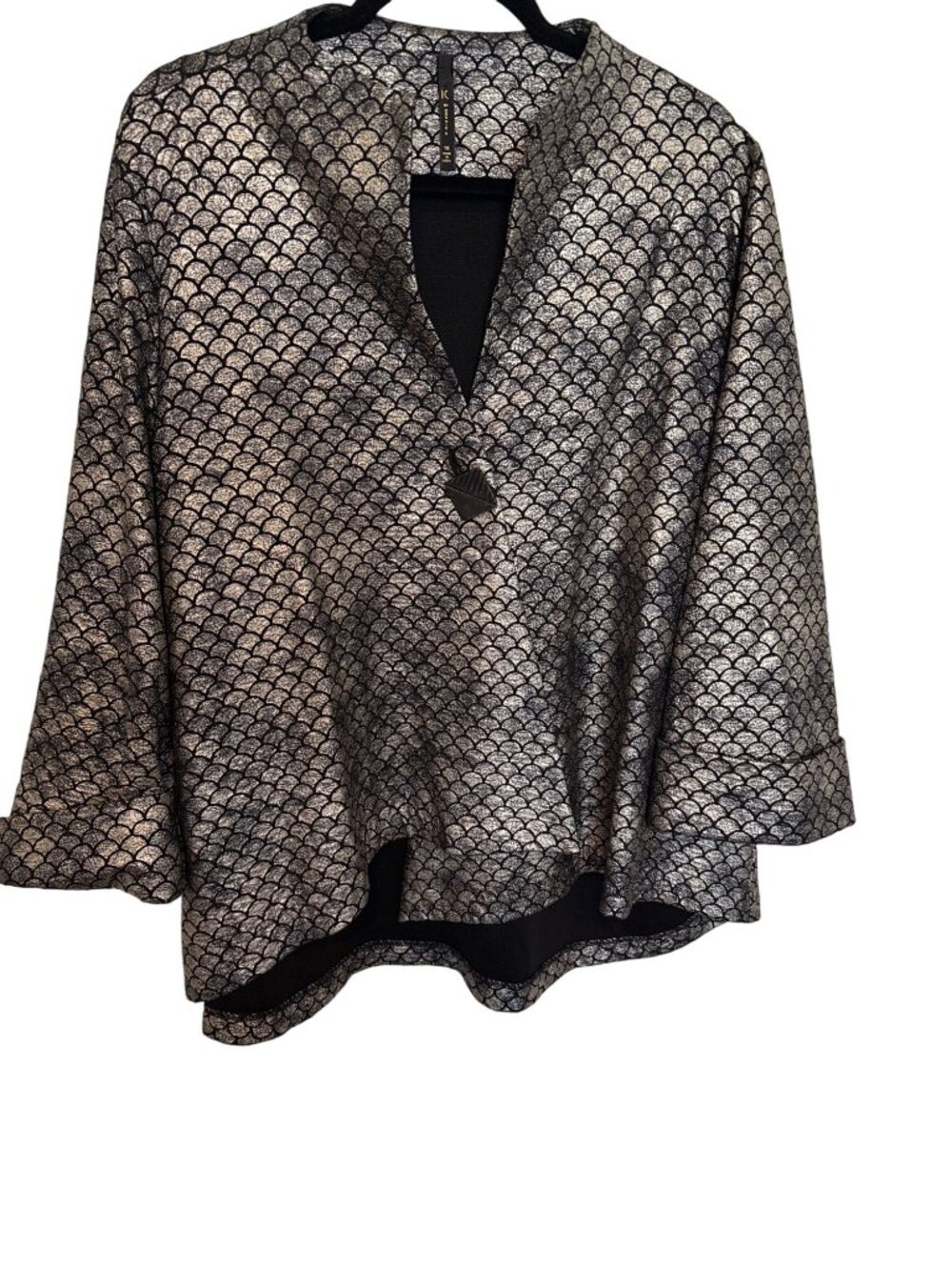 IC By Connie K Black Silver metallic High-Low  Jacket size 1x plus womens